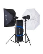 Interfit F121 2 x 200w Head Softbox & Umbrella Studio Flash Kit with Bag
