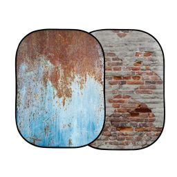 Manfrotto Urban Collapsible Reversible Background 1.5m x 2.1m Rusty Metal/Plaster Wall
