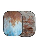 Manfrotto Urban Collapsible Reversible Background 1.5m x 2.1m Rusty Metal/Plaster Wall